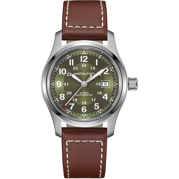 Hamilton Khaki Automatic 42mm ブラウンレザーバンド Hamilton Khaki Field Auto (Black Dial / 42mm) – Hemsleys