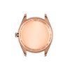 Rose gold watch case with Tissot branding on a white background