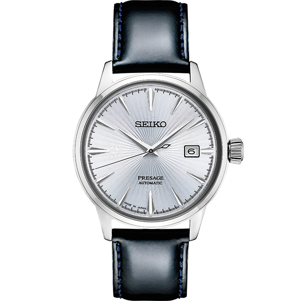 Seiko black leather watch sale