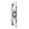 Silver pocket knife with a brand logo on a white background