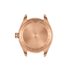 Rose gold watch case with Tissot branding on a white background