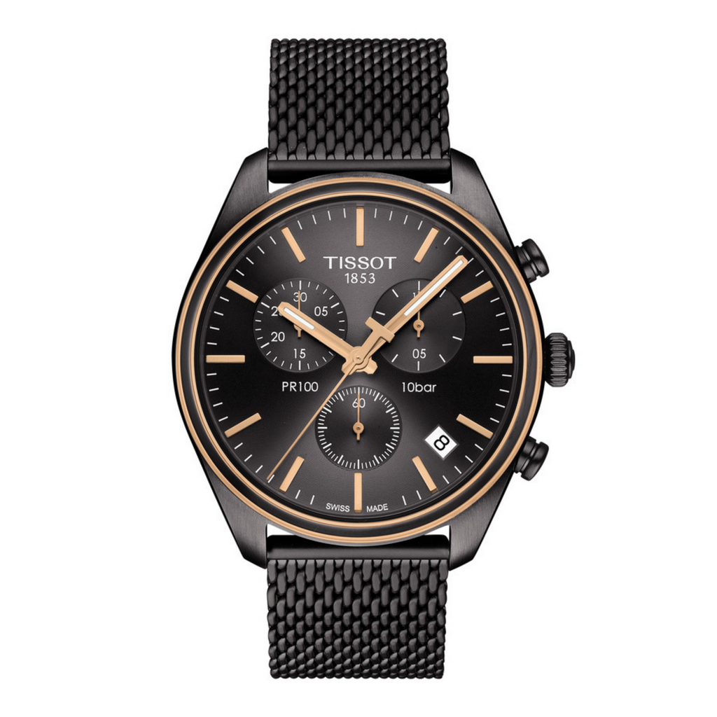 Tissot pr 100 chronograph silver dial mesh bracelet men's watch online